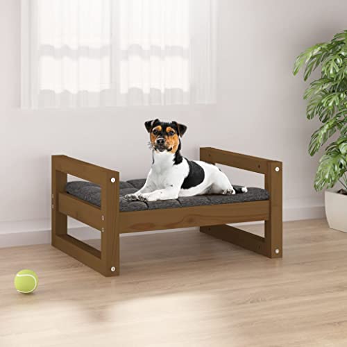 puraday Hundebett Honigbraun 55,5x45,5x28 cm Massivholz Kiefer Hundebetten Katzenbett Dog Bed Hundehütte Indoor Cat Bed Bequeme Haustierbett Im Wohnzimmer Schlafzimmer Platziert Zeitloses Design von puraday