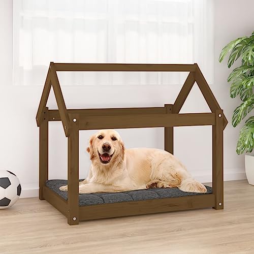 puraday Hundebett Honigbraun 81x60x70 cm Massivholz Kiefer Hundebetten Katzenbett Dog Bed Hundehütte Indoor Cat Bed Bequeme Haustierbett Im Wohnzimmer Oder Schlafzimmer Platziert Zeitloses Design von puraday