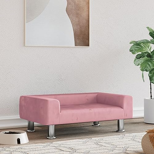 puraday Hundebett Rosa 70x45x26,5 cm Samt Hundesofa Hundebetten Katzenbett Bequeme Haustierbett Katzensofa Stilvolles Design Kann Im Wohnzimmer Oder Schlafzimmer Platziert Werden von puraday