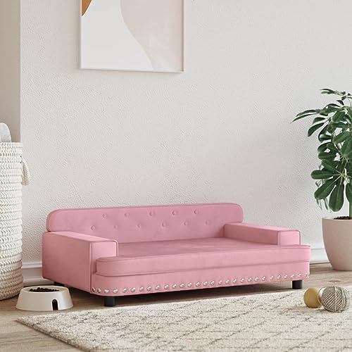 puraday Hundebett Rosa 90x53x30 cm Samt katzensofa Hundesofa Katzenbett Dog Bed Cat Bed Bequeme Haustierbett Stilvolles Design Kann Im Wohnzimmer Oder Schlafzimmer Platziert Werden von puraday