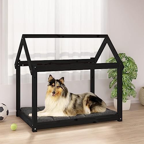 puraday Hundebett Schwarz 101x70x90 cm Massivholz Kiefer Hundebetten Katzenbett Dog Bed Hundehütte Indoor Cat Bed Bequeme Haustierbett Im Wohnzimmer Oder Schlafzimmer Platziert Zeitloses Design von puraday