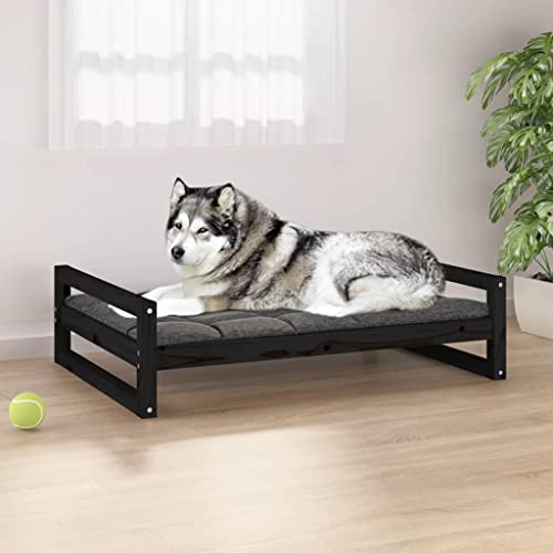 puraday Hundebett Schwarz 105,5x75,5x28 cm Massivholz Kiefer Hundebetten Katzenbett Dog Bed Hundehütte Indoor Cat Bed Bequeme Haustierbett Im Wohnzimmer Oder Schlafzimmer Platziert Zeitloses Design von puraday