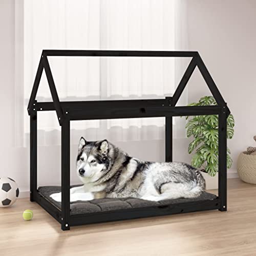 puraday Hundebett Schwarz 111x80x100 cm Massivholz Kiefer Hundebetten Katzenbett Dog Bed Hundehütte Indoor Cat Bed Bequeme Haustierbett Im Wohnzimmer Oder Schlafzimmer Platziert Zeitloses Design von puraday