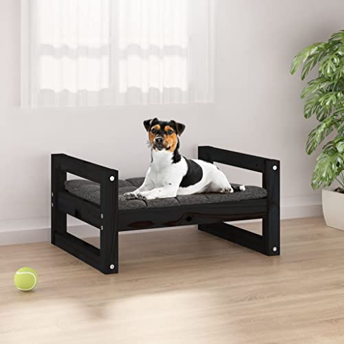 puraday Hundebett Schwarz 55,5x45,5x28 cm Massivholz Kiefer Hundebetten Katzenbett Dog Bed Hundehütte Indoor Cat Bed Bequeme Haustierbett Im Wohnzimmer Oder Schlafzimmer Platziert Zeitloses Design von puraday