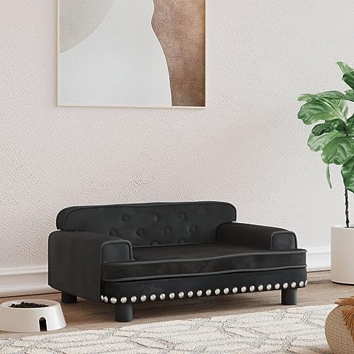 puraday Hundebett Schwarz 70x45x30 cm Samt Hundesofa Hundebetten Katzenbett Bequeme Haustierbett Katzensofa Stilvolles Design Kann Im Wohnzimmer Oder Schlafzimmer Platziert Werden von puraday