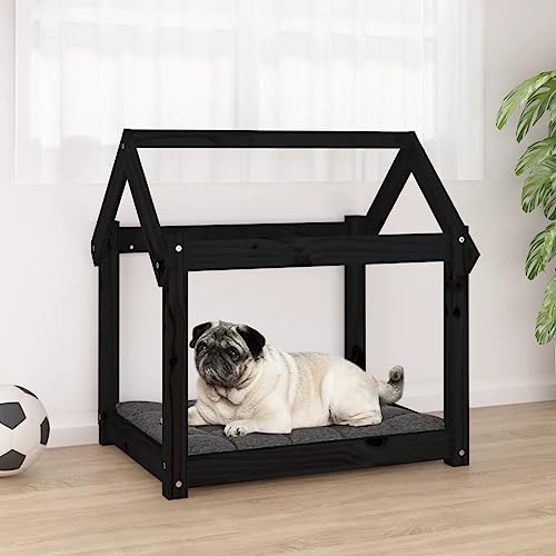 puraday Hundebett Schwarz 71x55x70 cm Massivholz Kiefer Hundebetten Katzenbett Dog Bed Hundehütte Indoor Cat Bed Bequeme Haustierbett Im Wohnzimmer Oder Schlafzimmer Platziert Zeitloses Design von puraday