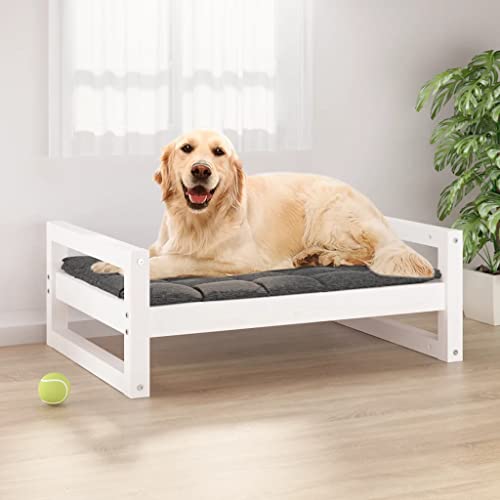 puraday Hundebett Weiß 75,5x55,5x28 cm Massivholz Kiefer Hundebetten Katzenbett Dog Bed Hundehütte Indoor Cat Bed Bequeme Haustierbett Im Wohnzimmer Oder Schlafzimmer Platziert Zeitloses Design von puraday