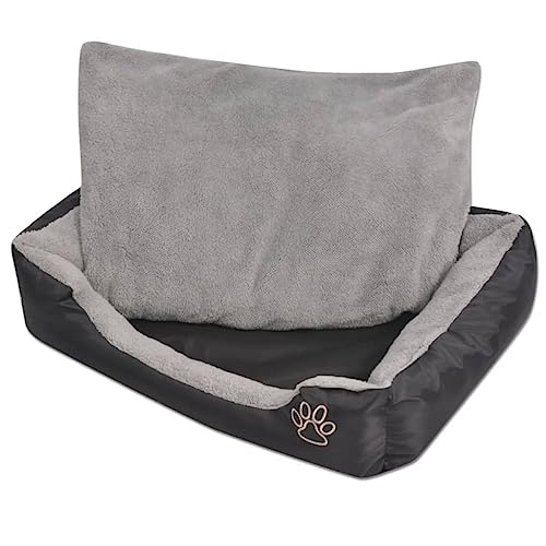 puraday Hundebett mit gepolstertem Kissen Größe L Schwarz 75x58x19 cm Hundebetten Katzenbett Dog Bed Hundehütte Indoor Cat Bed Bequeme Haustierbett für Transportboxen Zwinger Innenräume von puraday