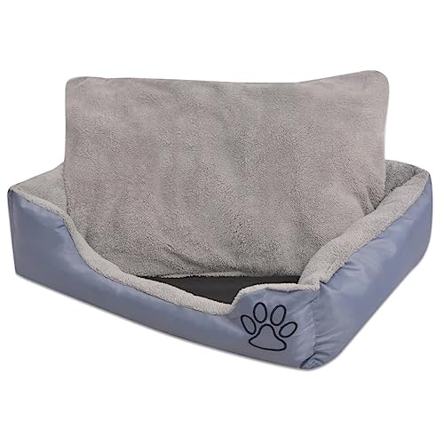 puraday Hundebett mit gepolstertem Kissen Größe XL Grau 90x70x20 cm Hundebetten Katzenbett Dog Bed Hundehütte Indoor Cat Bed Bequeme Haustierbett für Transportboxen Zwinger Innenräume von puraday