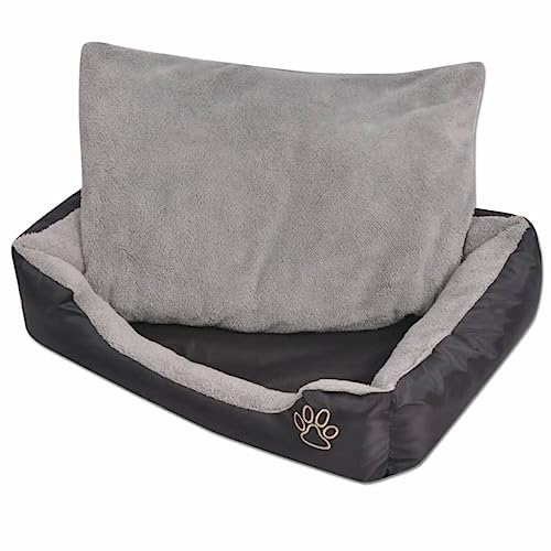 puraday Hundebett mit gepolstertem Kissen Größe XL Schwarz 90x70x20 cm Hundebetten Katzenbett Dog Bed Hundehütte Indoor Cat Bed Bequeme Haustierbett für Transportboxen Zwinger Innenräume von puraday