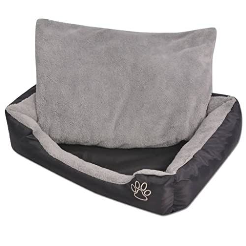 puraday Hundebett mit gepolstertem Kissen Größe XXL Schwarz 110x80x21 cm Hundebetten Katzenbett Dog Bed Hundehütte Indoor Cat Bed Bequeme Haustierbett für Transportboxen Zwinger Innenräume von puraday