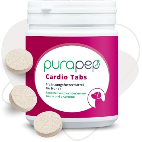 purapep Cardio Tabs – natürliche Power für das Herz deines Hundes. Mit hochdosiertem Taurin+ L-Carnitin + Molkenproteinen: im Alter, bei Herzproblemen, für Sporthunde | 120 Tabletten von purapep