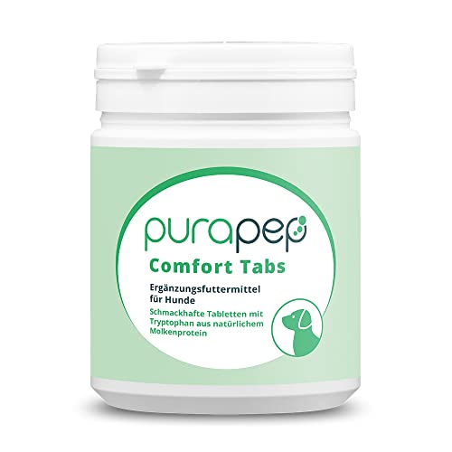 purapep Comfort Hunde Tabs - Natürliches Beruhigungsmittel für Hunde mit Tryptophan, Magnesium und B Vitaminen für Angst Hund, bei Stress + Silvester– sorgt für Entspannung bei Hunden | 300g von purapep