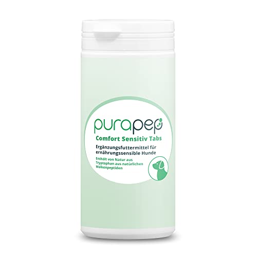purapep Comfort Sensitiv Tabs - Natürliches Beruhigungsmittel für empfindliche Hunde mit Tryptophan, Magnesium und B Vitaminen für Anti-Stress und Anti-Aggression - Ideal bei Allergien | 225g von purapep