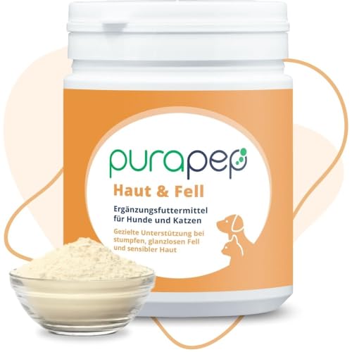 purapep Haut & Fell für Hunde & Katzen – Premium-Boost für den Napf für Kuschelfell & gesunde Haut – Mit natürlichen Aminosäuren, Bierhefe, Leinöl & Biotin. Perfekt für den Fellwechsel. Pulver | 280g von purapep