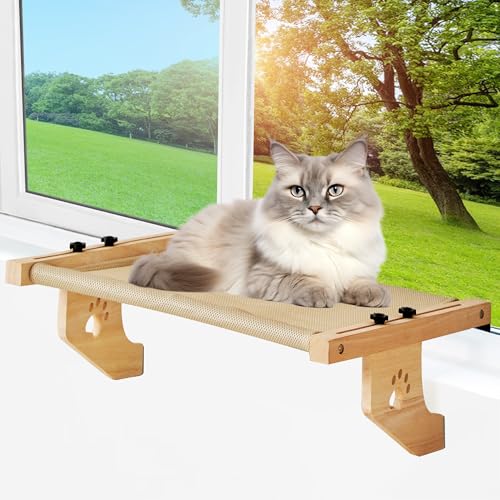 Puyikes Katzen-Fensterstange, mit Holz- und Metallrahmen für Hauskatzen, stabile Katzenfensterhängematte, einfach zu verstellen, großes Katzenbett für Fensterbank, Nachttisch, Schublade und Schrank Puyikes Katzen-Fensterstange, mit Holz- und Metallrahmen für Hauskatzen, stabile Katzenfensterhängematte, einfach zu verstellen, großes Katzenbett für Fensterbank, Nachttisch, Schublade und Schrank von puyikes