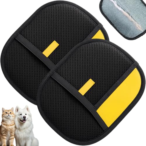 Magic Brush Tierhaare, neu verbesserter wiederverwendbarer elektrostatischer Tierhaarentferner-Handschuh, Tierhaarentfernungshandschuh für Hunde und Katzen, Kleidung, Couch, Teppich, Autositz (2 Stück von puyode