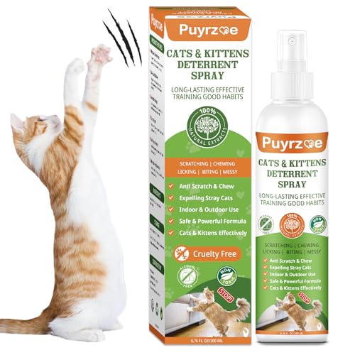 puyrzoe Natürliches Katzenabwehrspray, Kätzchen Katzenschreck Spray Indoor Outdoor, Anti-Kratzer Katzenspray für Möbel, Sofas, Vorhänge, Pflanzen, Katzenspray Abschreckung, um Haustier aus von puyrzoe