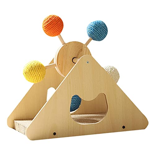 Kratzbaum Ballspielzeug für Katze,Großer drehbarer interaktiver Kratzseilball für Katzen aus Massivholz | Kratzunterlage für Katzen oder Kätzchen im Haus hält Katzen fit und schützt Möbel Puzzlegame von puzzlegame