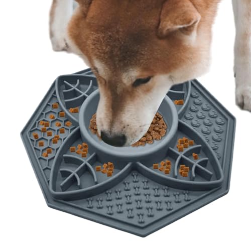 puzzlegame Hundefuttermatte,Licky Mat für Haustiere - Achteckiges Design Slow Food Pad,Hundekisten-Leckpads, langsamer Futterspender, Leckpad-Kisten-Trainingsspielzeug für mittelgroße und kleine Hunde von puzzlegame