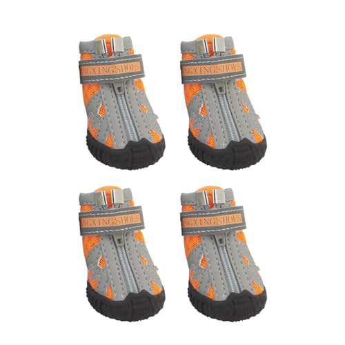 puzzlegame Hundeschuhe Anti-Rutsch,Hundeschuhe atmungsaktiv, 4 Stück tolle Stiefeletten für Hundepfoten, Hundestiefel in 5 Größen mit robuster Gummisohle, atmungsaktive Hundestiefel, rutschfest für von puzzlegame