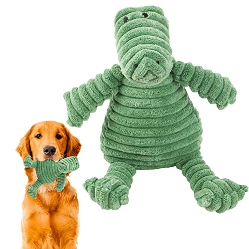 puzzlegame Quietschspielzeug für kleine Hunde,Quietschspielzeug für Hunde,Unzerstörbares Beißspielzeug für Hunde in Krokodilform | Interaktives Hundespielzeug, niedlicher, Nicht stopfender Hausschuh von puzzlegame