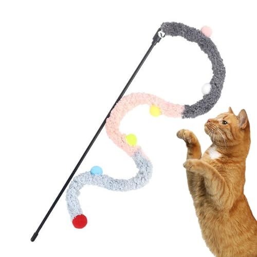 puzzlegame Weihnachts-Katzen-Teaser,Katzen-Teaser-Zauberstab - Haustier-Teaser-Katzenstab-Spielzeug für Hauskatzen | Buntes Plüsch-Katzenfänger-Spielzeug, attraktiv für Katzen, Kätzchen, die Übungen von puzzlegame