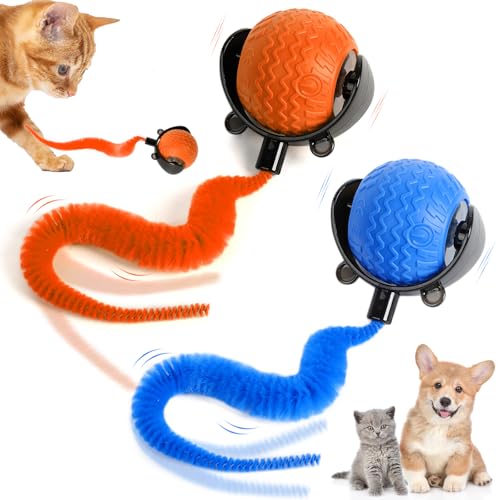 Interaktives Katzenballspielzeug, Katzenballspielzeug mit Kordel, Mausimitat, Hindernisvermeidung, intelligentes selbstrollendes Katzenspielzeug für gelangweilte erwachsene Katzen, Interaktives Katzenballspielzeug, Katzenballspielzeug mit Kordel, Mausimitat, Hindernisvermeidung, intelligentes selbstrollendes Katzenspielzeug für gelangweilte erwachsene Katzen, von qiloos