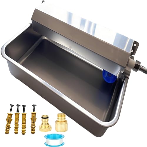 Automatischer Wasserspender für Haustiere, 6 l, 304 Edelstahl, automatisches Nachfüllen, passend für GHT 1,9 cm Wasserhahn. Innen- und Außenbereich, ideal für mehrere Haustiere und Nutztiere von qinanlan