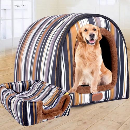 qing yun Große Hundehütte,Hundehütte,luxuriös,warmes Hundekissen,XL,XXL,für den Innenbereich,Hundehütte,großes Hundebett,Katzenhöhle,Iglu,für drinnen,draußen,waschbar(XXL 92 x 68 x 72 cm,J) von qing yun