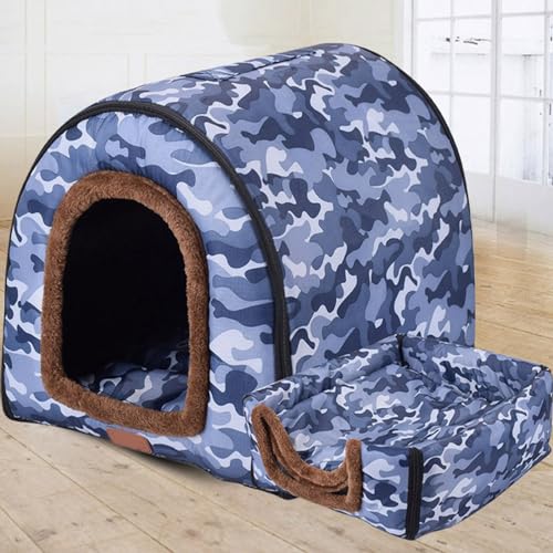 qing yun Große Hundehütte, luxuriös, warmes Hundekissen, Größe XL, XXL, für den Innenbereich, großes Hundebett, Katzenhöhle, Iglu, für drinnen und draußen, waschbar (XL 75 x 57 x 55 cm, F) von qing yun