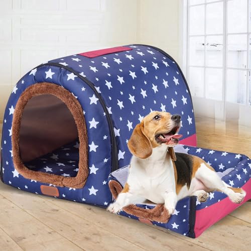 Großes Hundehaus, Hundehütte, luxuriös, warmes Hundekissen, XL, XXL, für den Innenbereich, großes Hundebett, Katzenhöhle, Iglu, für drinnen und draußen, waschbar (Größe M 45 x 38 x 36 cm, H) von qing yun