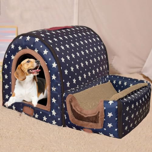 Großes Hundehaus, Hundehütte, luxuriös, warmes Hundekissen, XL, XXL, für den Innenbereich, großes Hundebett, Katzenhöhle, Iglu, für drinnen und draußen, waschbar (XL 75 x 57 x 55 cm, D) von qing yun