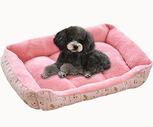 qing yun Weiches Plüsch-Hundebett, mittelgroß, rechteckig, beruhigend, Haustiersofa, Katzenbett, Angstlinderung, gemütliche, selbstwärmende Hundebett-Matratze für Kiste (90 x 70 cm, Rosa) von qing yun