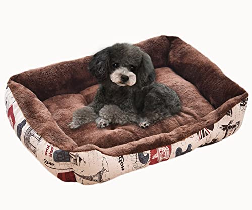 qing yun Weiches Plüsch-Hundebett, mittelgroß, rechteckig, beruhigend, für Haustiere, Katzenbett, Angstlinderung, gemütliche, selbstwärmende Hundebett-Matratze für Kiste (60 x 45 cm, braun) von qing yun