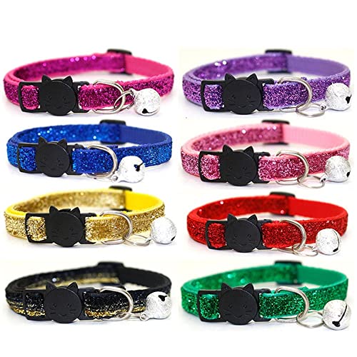 8er Set Katzenhalsbänder mit Schnallen Glitzerhalsbänder für Katzen, schnell entfernbar, reflektierend Sicher und stylisch für Kätzchen und Erwachsene Katzen 8er Set Katzenhalsbänder mit Schnallen Glitzerhalsbänder für Katzen, schnell entfernbar, reflektierend Sicher und stylisch für Kätzchen und Erwachsene Katzen von qiqiqiaqia
