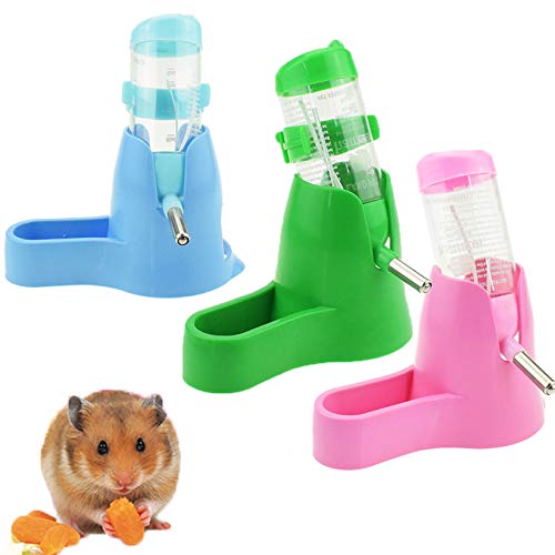 Hamster-Wasserflaschenhalter, 80 ml, Spender mit Sockel,automatisches Wasserspender, automatische Haustierflasche für Hamster,weiße Kaninchen (rosa) von qisong