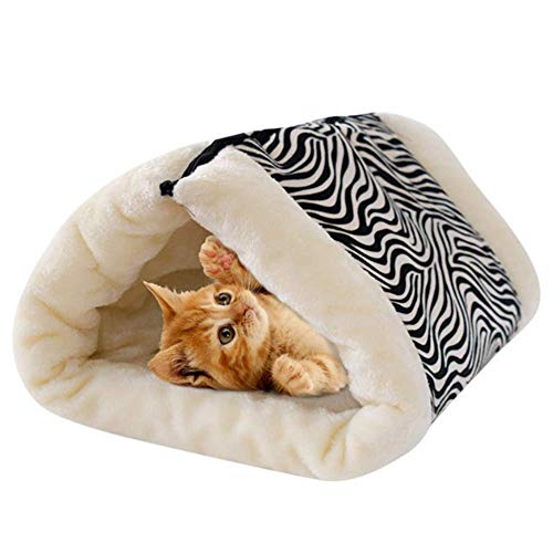 qiuqiu Katzenschlafsack Haustiermatte Faltbare Katzenmatte, 2 In 1 Warmes Haustierbett Weicher Tunnel Katzenzelthaus Haustierzubehör - Bequeme Aufbewahrung von qiuqiu
