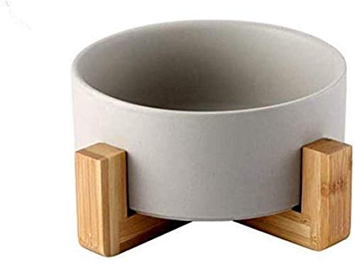 qiuqiu Pet Ceramic Bowl, Pet Bowl Mit Holzregal Pet Food Wasserschalen Neck Guard Cat Food Bowl rutschfeste Keramikschale Für Hundekatze von qiuqiu