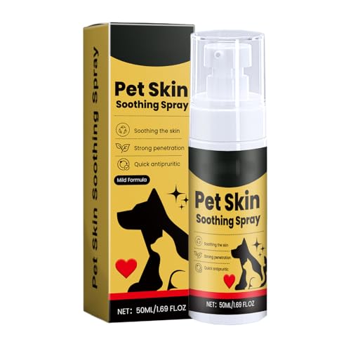 qixeuoa Haustier Haut Juckreiz Lindern Spray Haustier Hautpflege Spray 50ml Pet Health Supplies Tägliche Kätzchenversorgung, Tragbar Für Katzen Und Hunde von qixeuoa