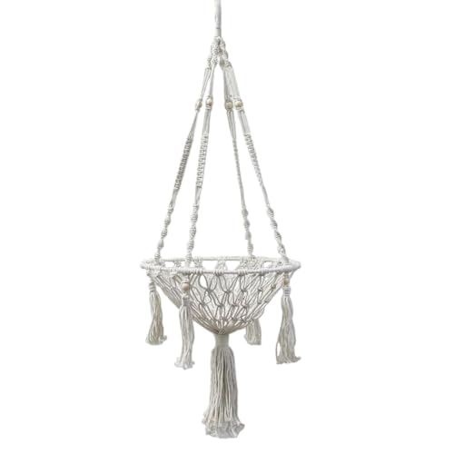 qixeuoa Macrame Katzen Hängematte - Makramee Gewebtes Katzenbett Aus Baumwolle,Geflochtener Baumwollnetzkorb Als Kletterplatz Für Haustiere Am Schreibtisch Oder Draußen von qixeuoa