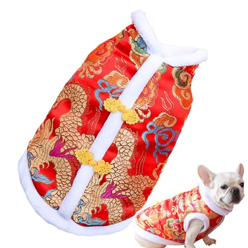 Chinesisches Neujahrs-Haustier-Hundekostüm, Jahr des Drachen 2024, Frühlingsfest, Haustier-Hunde-Outfit für Welpen, kleine und mittelgroße Hunde, Wintermantel von qiyifang