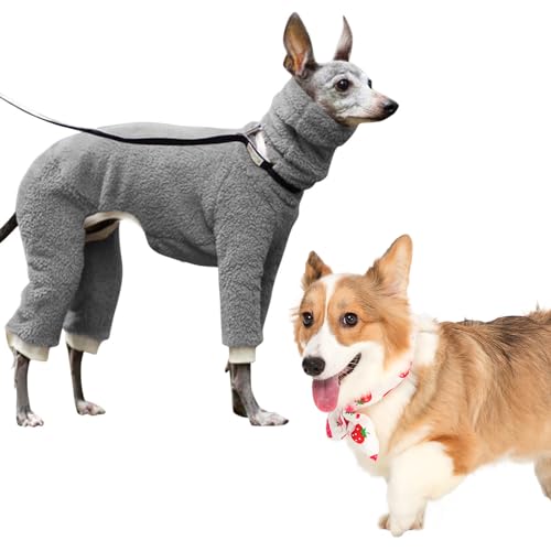 Hunde-Rollkragen-Einteiler, Hunde-Body, dehnbar, 4 Beine, voll bedeckt, elastisch, hoher Kragen, einfarbig, Hunde-Rollkragen-Einteiler für kleine, mittelgroße und große Hunde Qiyifang von qiyifang