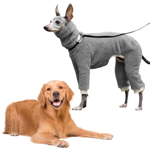 Hundepullover für den Winter, dehnbar, 4 Beine, vollständig bedeckt, elastisch, hoher Kragen, einfarbig, Rollkragen-Einteiler für kleine, mittelgroße und große Hunde Qiyifang von qiyifang