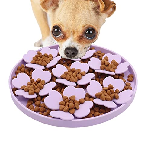 Qiyifang Hunde-Leckpad – Erdnussbutter, langsamer Futternapf | erhöhte Blume, langsamer Futterspender zur Linderung von Langeweile und Fellpflege, Nass- und Trockenfutter und Leckereien von qiyifang
