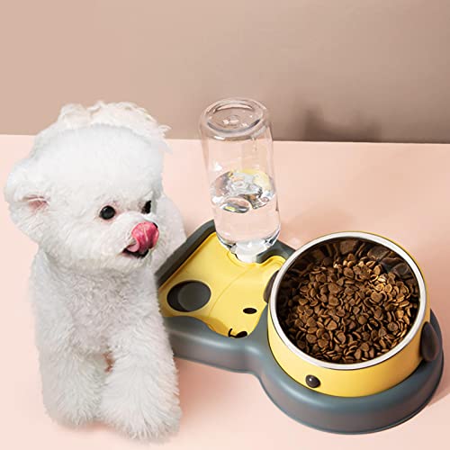 qiyifang Doppelnapf für Hunde und Katzen, Wasserflaschen-Set, automatischer Wasserspender für kleine oder mittelgroße Hunde und Katzen, Doppelnapf-Design von qiyifang