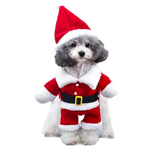 qiyifang Haustier-Weihnachtsmann-Kostüm, Weihnachtsmann-Kostüm für Hunde und Katzen, lustiges Haustier-Weihnachts-Kostüm, Neujahrsparty-Kleidung, Anzüge für kleine und mittelgroße Rassen von qiyifang