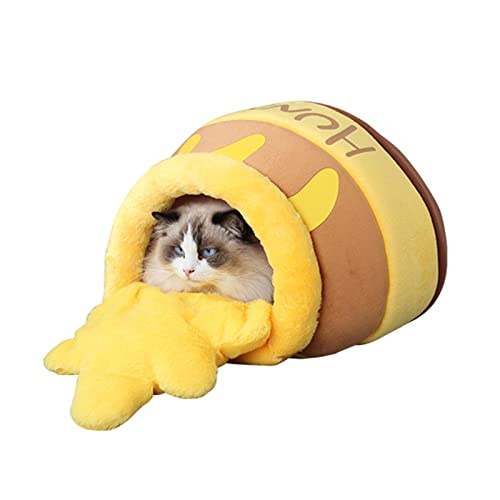 qiyifang Hundebett für kleine Hunde – Katzenbett Höhle Honeypot Form Haustiernest – Tiefschlaf Haustiernest Versteck Innenhöhle Schlafnest für Katzen Kätzchen von qiyifang