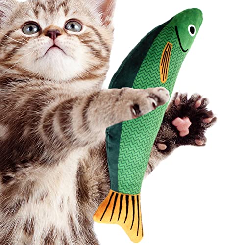 qiyifang Interaktives Katzenspielzeug, Katzenminze gefülltes Spielzeug – Fischförmiges Katzen-Kauspielzeug, Baumwollgefülltes Spielzeug für Indoor-Katzen, niedliches Katzen-unterhaltsames Spielzeug, von qiyifang