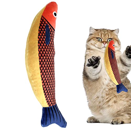 qiyifang Interaktives Katzenspielzeug – Katzen-Kauspielzeug für aggressive Kauer, weiches Kätzchen-Spielzeug, niedliche Cartoon-Fischform, lustiges Spielzeug für Zahnreinigung, Spielen, Kauen, von qiyifang